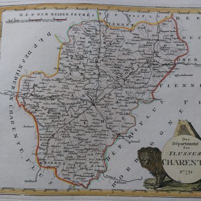 Mapa antiguo siglo XVIII Charente Nueva Aquitania Francia 1790 Von Reilly