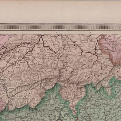 Mapa antiguo siglo XIX Italia Francia Mediterraneo Europa Andriveau Goujon