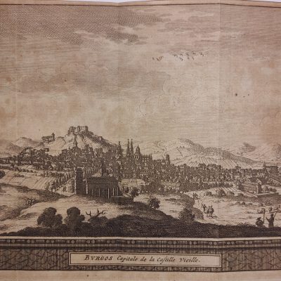 Grabado antiguo Siglo XVIII Burgos Capital de Castilla la Vieja Castilla y Leon [1707] Pieter van der Aa