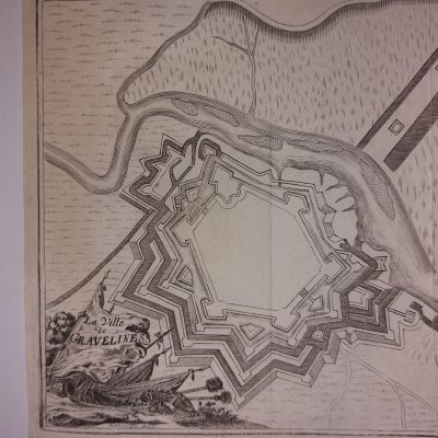 Mapa antiguo Siglo XVIII [1720] La Ville de Gravelines Ciudad de Gravelinas Francia Jacques Harrewyn
