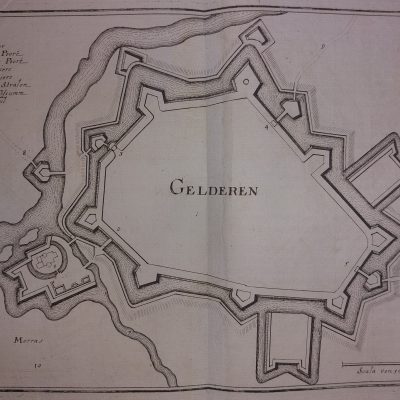 Mapa antiguo Siglo XVII [1646] Gelderen Geldern Germany Alemania Merian