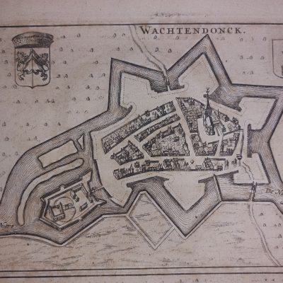 Mapa antiguo Siglo XVII Wachtendonk Erkelenz Alemania Blaeu