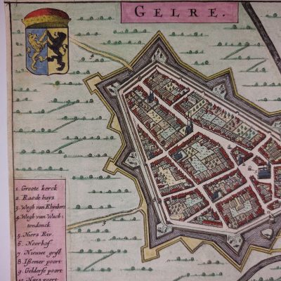 Mapa antiguo Siglo XVII Gelre Geldern Germany Alemania Willem Joan Blaeu 1652 Toonneel der Steden