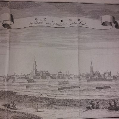 Grabado antiguo Siglo XVIII [1738] Ciudad de Gelder Geldern Alemania Europa Isaak Tirion