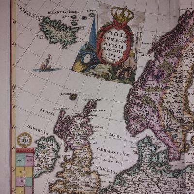 Mapa antiguo Siglo XVII 1699 DATADO Suecia Noruega Russia Moscovi Tica Norte de Europa Scherer